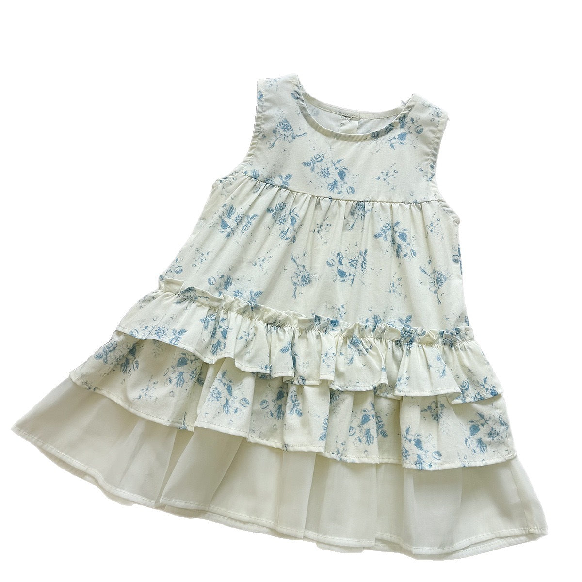 Floral Print Sleeveless Cake Dress for Girls,Children's Tank Dress