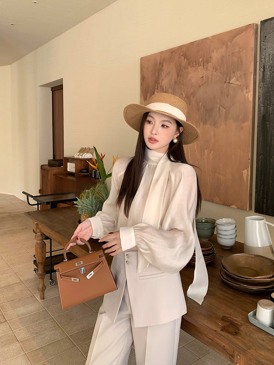 Elegant Solid Color Tencel Blouse
