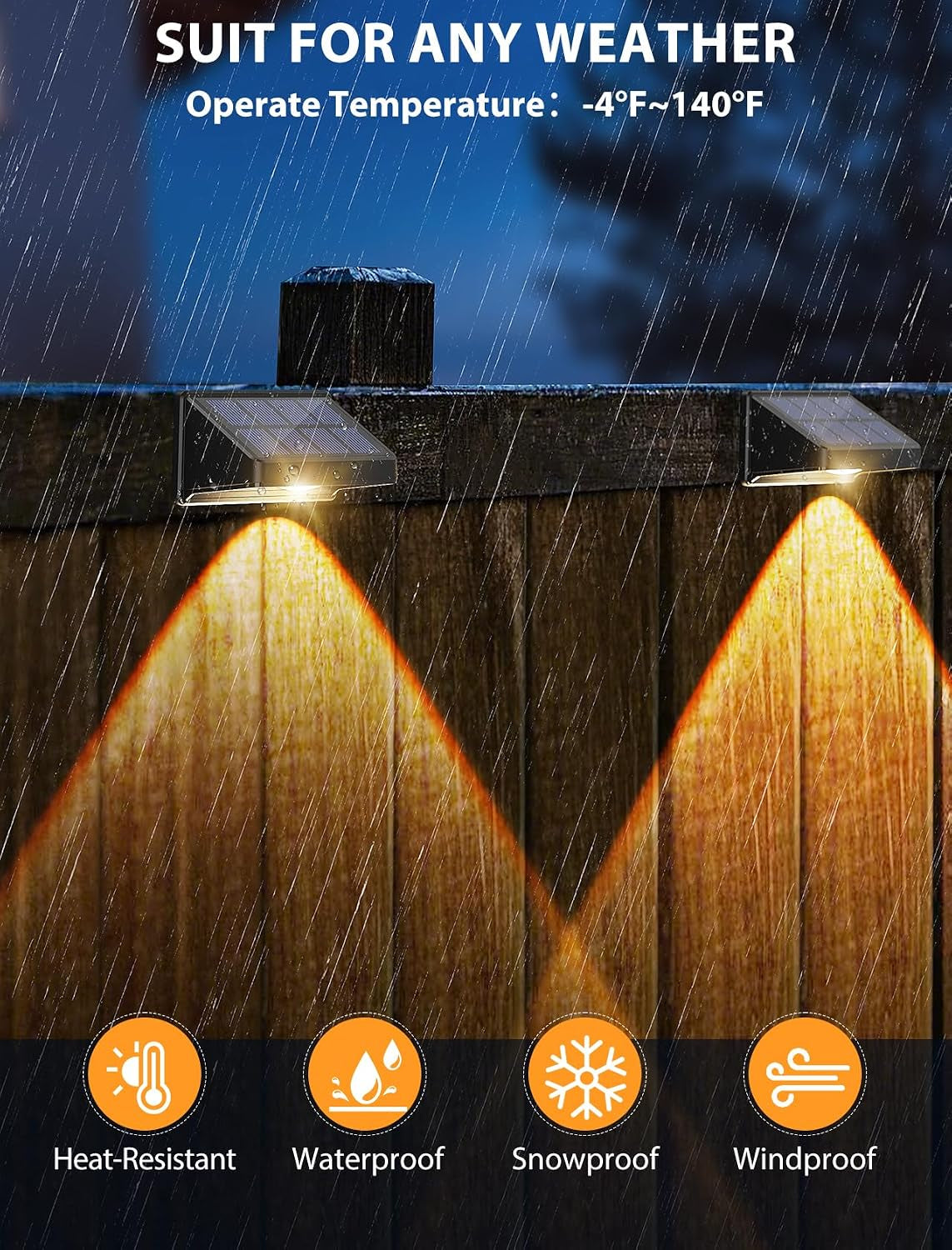 Solar Fence Lights Outdoor, Warm White, Bright Led Fence Powered Lights Outdoor Waterproof Solar Powered Wall Lighting, Dusk to Dawn Solar Deck Light for Backyard/Railing/Step/Patio/Porch (12 Pack)
