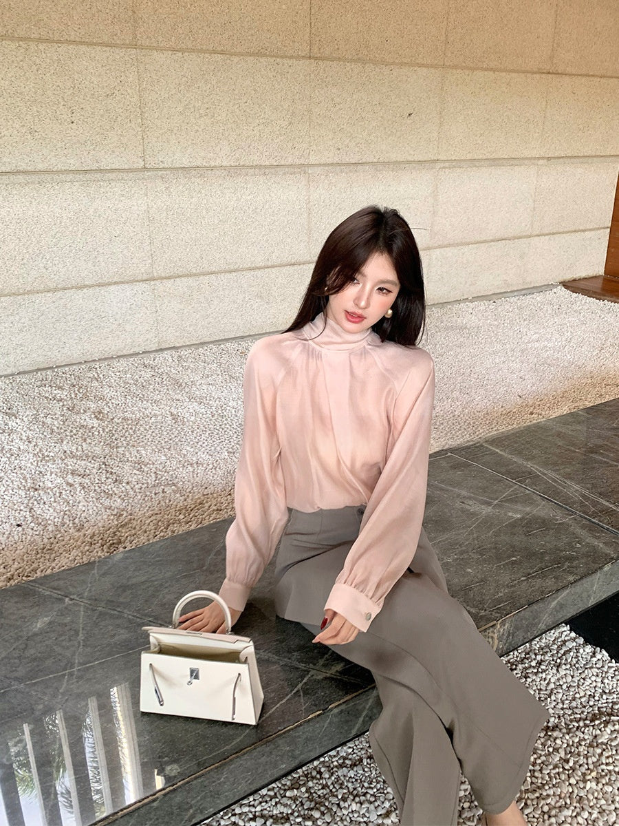 Elegant Solid Color Tencel Blouse
