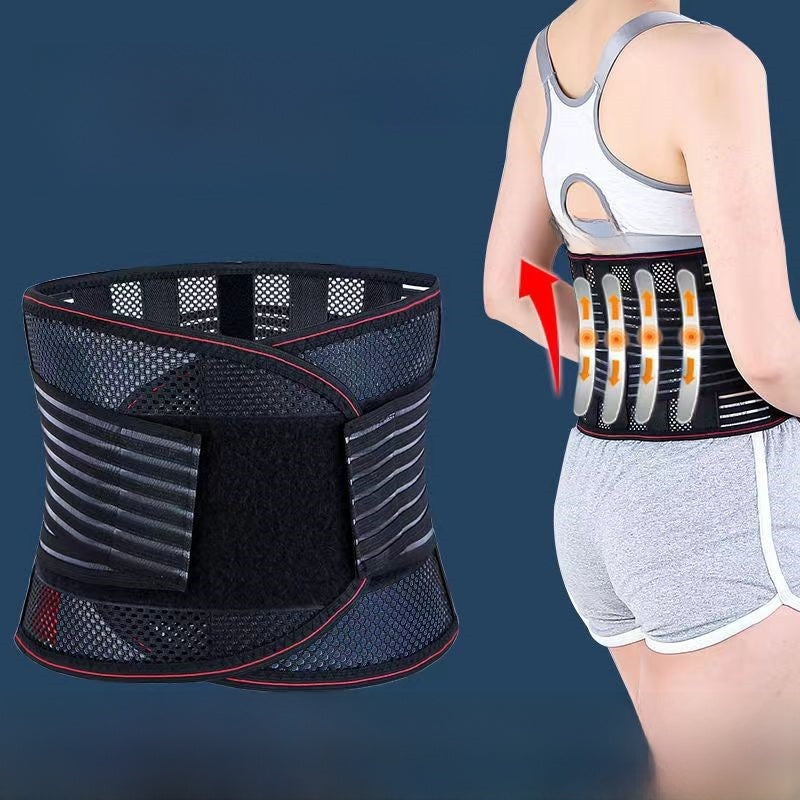 All-season breathable lumbar support belt (black mesh)