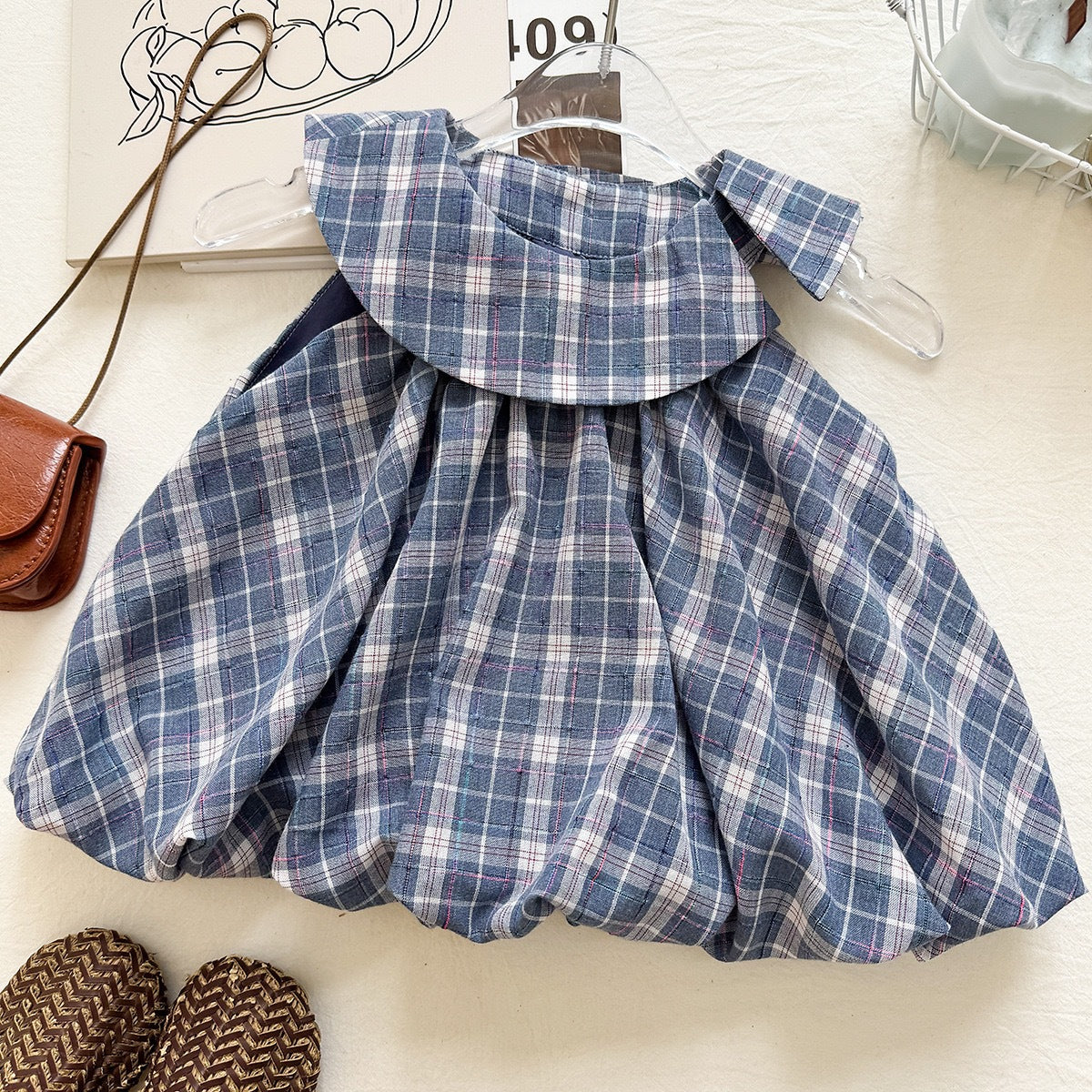 Chic Plaid Two-Piece Set for Girls Summer Sleeveless Top and Shorts  Children's Outfit