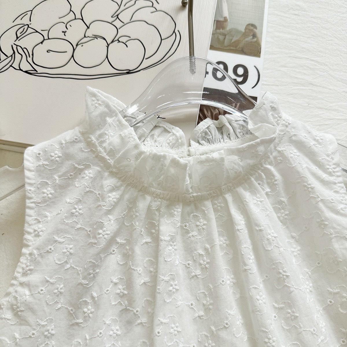 Summer Girls' Set Embroidered Flower Sleeveless Top Lace Wide Leg Pants Two-Piece Outfit