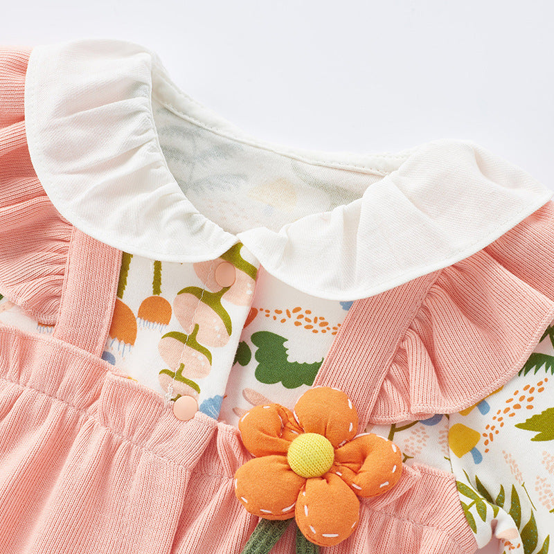 Infant Cotton Romper Long Sleeve Bodysuit for Newborn Baby Girls Spring and Autumn