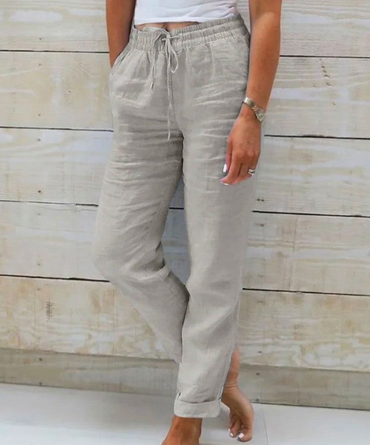 Womens High Waisted Casual Cotton Linen Pants