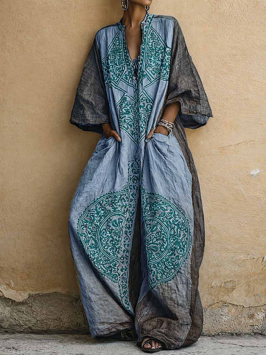 Printed Bohemian style wide leg jumpsuit for women