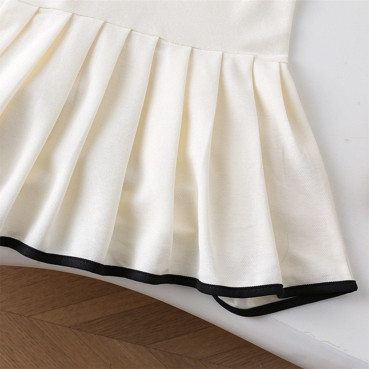 Sleeveless Turn-down Collar Bow Vest Dress for Girls Casual Pleated Skirt
