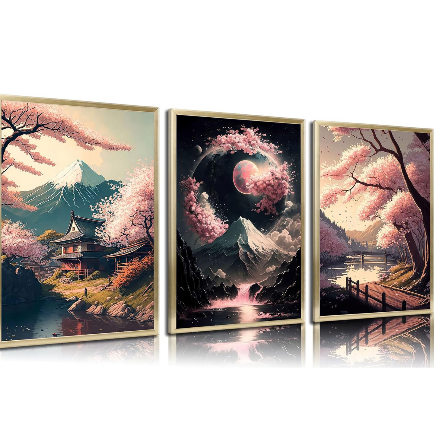 Oil Painting Canvas Cherry Blossom Landscape Wall Art