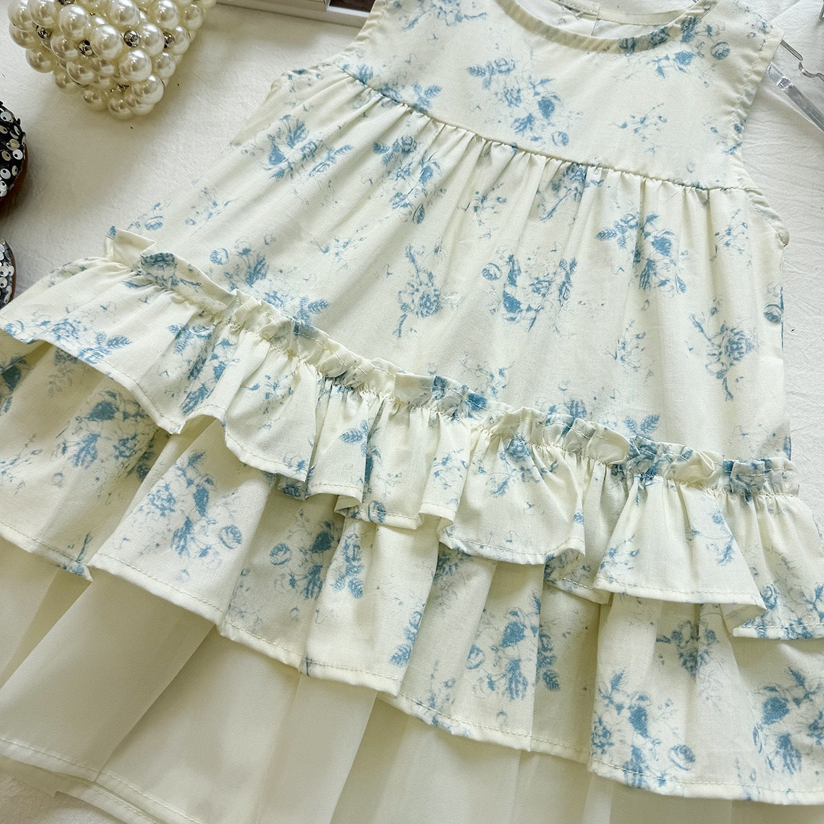 Floral Print Sleeveless Cake Dress for Girls,Children's Tank Dress