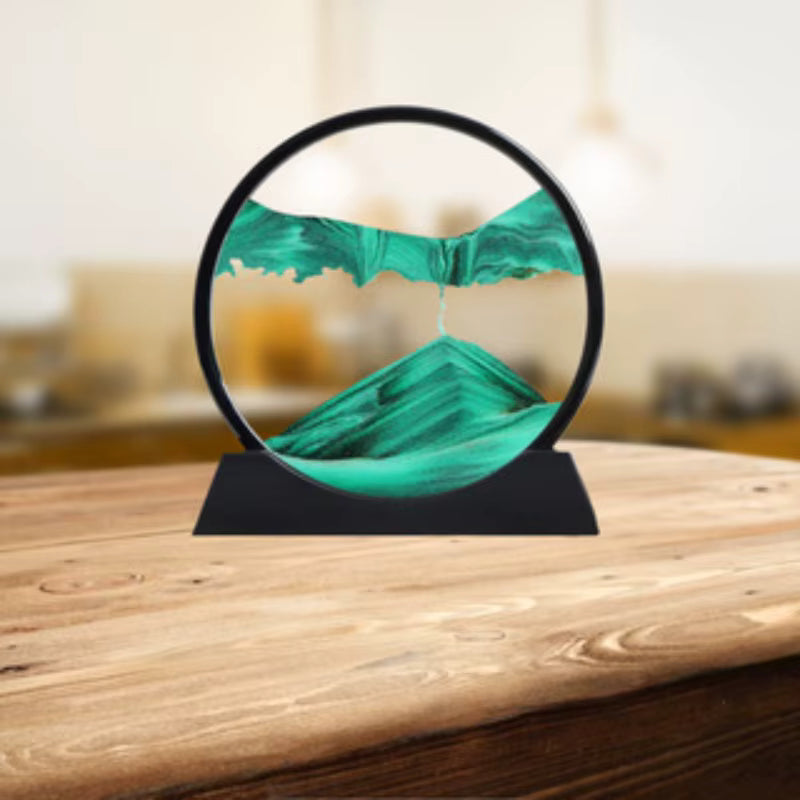 3D Liquid Motion Moving Sand Art Deep Sea Sandscape Picture Round Glass Desktop Ornament Home Decoration Art Gift
