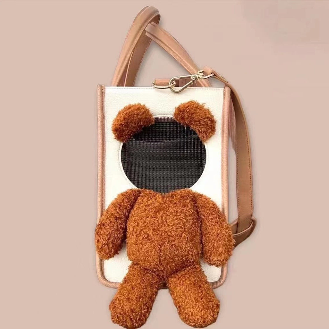 Plush Pet Carrier Bag with Open Head Design