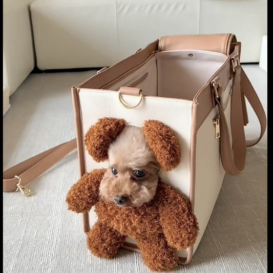Plush Pet Carrier Bag with Open Head Design