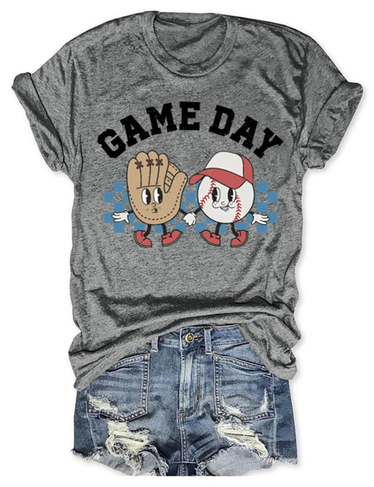 Baseball Shirts Women Baseball Mom Tshirt Baseball Game Day Graphic Tee Funny Short Sleeve Tops(Y-Grey M)