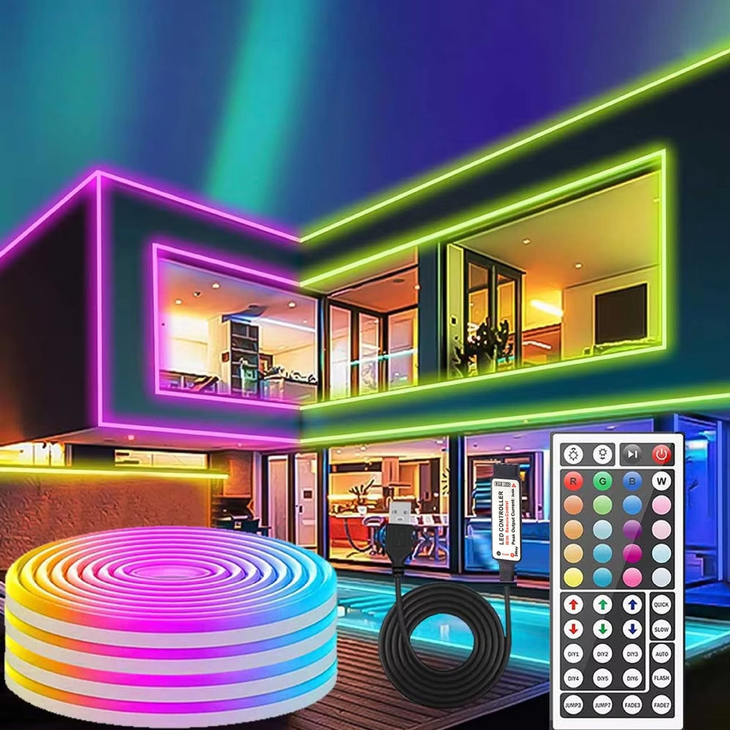 RGB Flexible Silicone Neon Light Strip with Remote Control