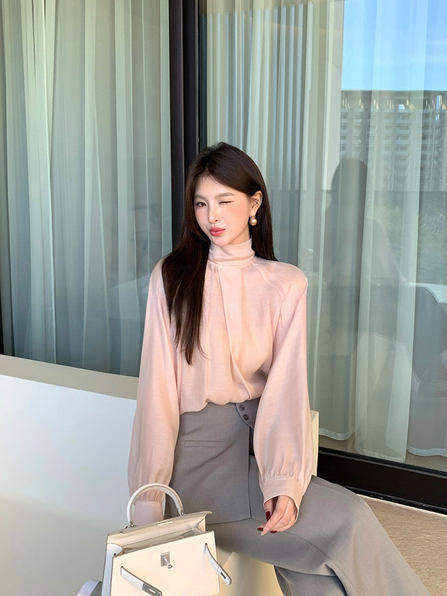 Elegant Solid Color Tencel Blouse