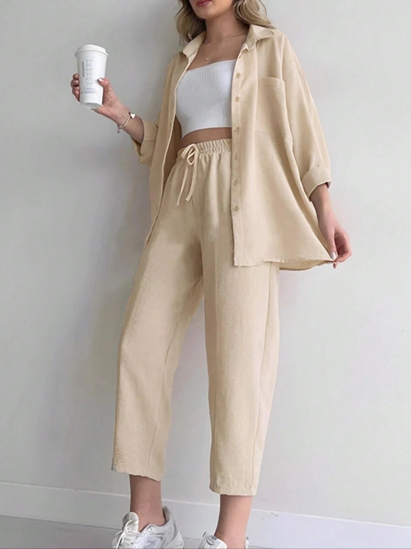 Womens Casual Shirt and Pants Set