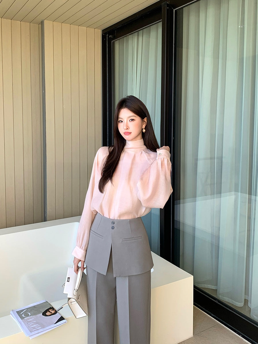Elegant Solid Color Tencel Blouse