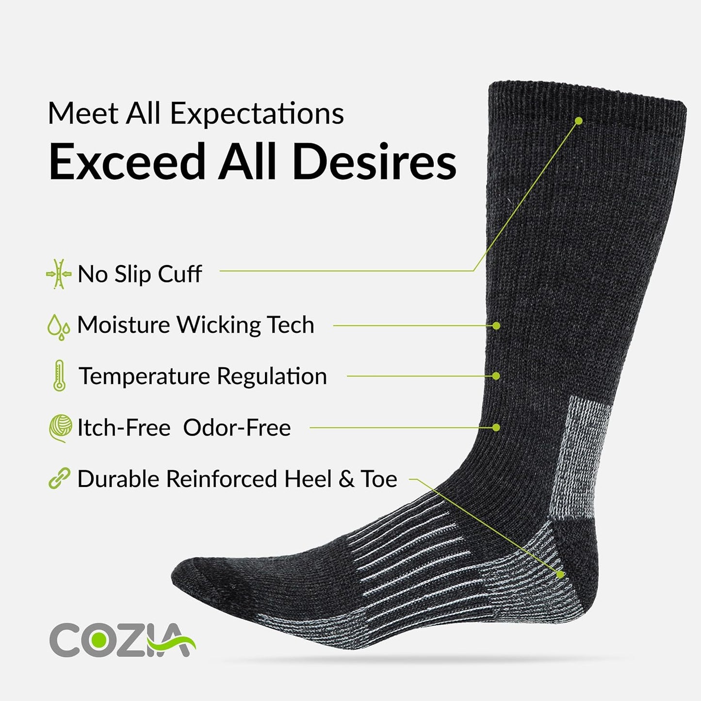 Merino Wool Socks for Men & Women Casual Warm Winter Cozy Thermal Socks